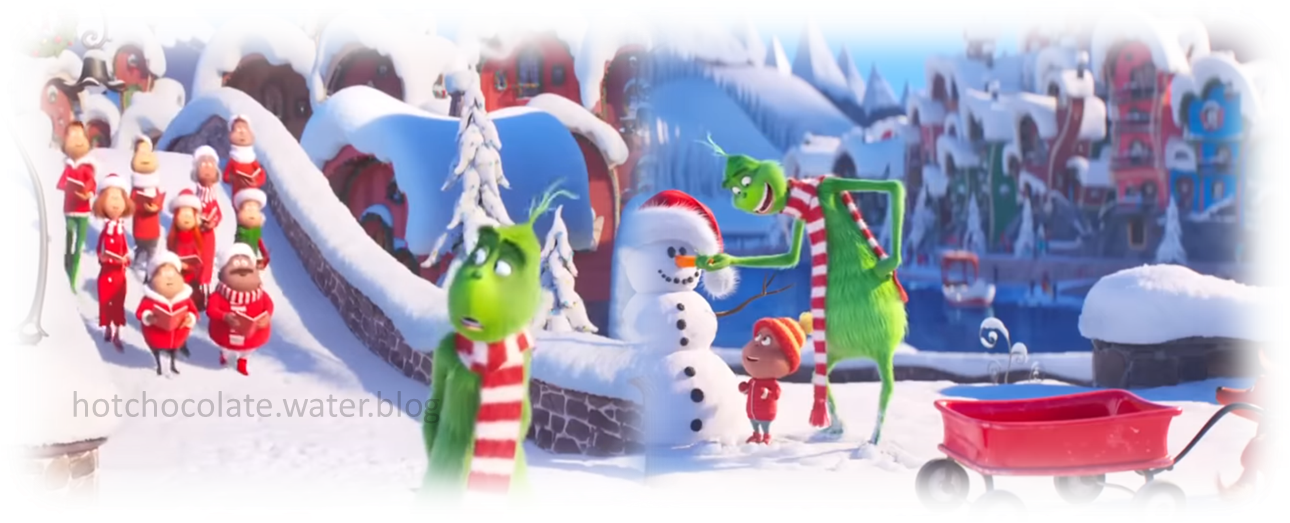 2 stills from the animated film - The Grinch